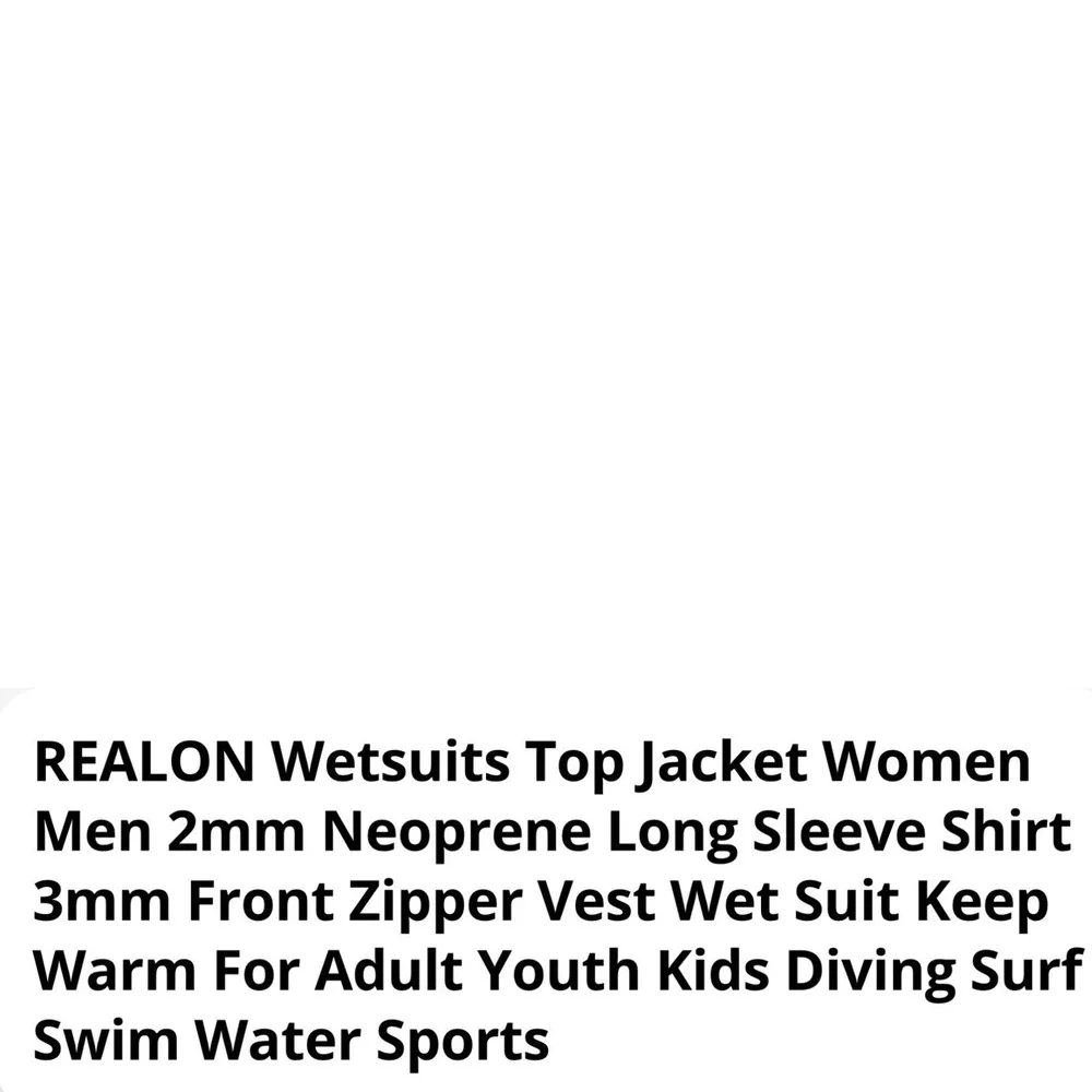 REALON Wetsuit Top Jacket Men XL Black Excellent 2mm Neoprene Front Zip Long Slv